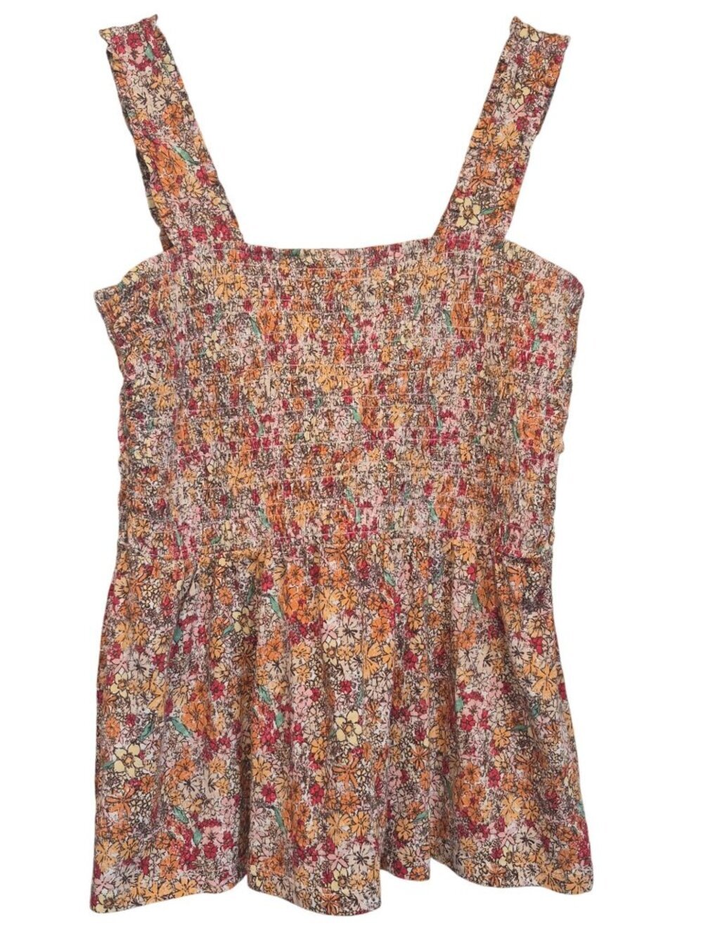 Maurices Floral Print Smocked Tank Top Womens XXL Multicolor Cotton Blend NEW